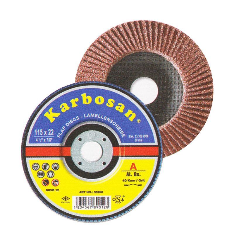 KARBOSAN 180 x 22 Alüminyumoksit Flap Disk 60 Kum