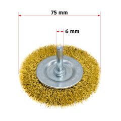 6242 Pimli Saçaklı Dairesel Tel Fırça Sarı Telli 75 mm