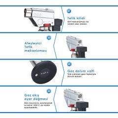 BS-261 Bütan Gaz Torch Pürmüz Mavi Alev Çakmak