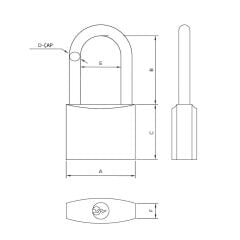 Master 500919 Uzun Asma Kilit Sarı Kaplama 63 mm