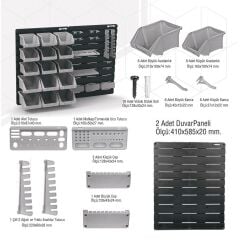 Full DPS35 Duvar Panel Seti, Avadanlık Askı - 35 Parça