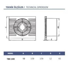 Fansan Line-100 Sessiz Banyo/Tuvalet Aspiratörü 220V AC - 100 mm