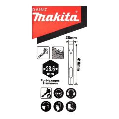 Makita D-61547 28.6 mm Altıgen Şaftlı Yassı Keski 410 mm