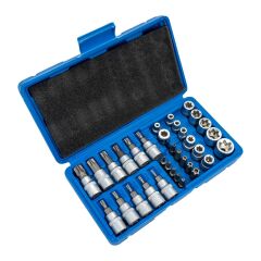 5529 3/8'' - 1/4'' İç-Dış Torx Bits Uçlu Lokma Anahtar Takımı 34 Parça