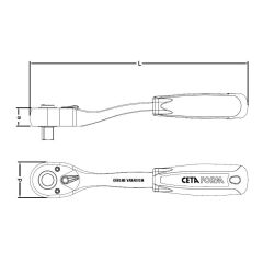 Ceta Form C01-14N 1/4'' Düğmeli Cırcır Kolu (Açılı Gövde)