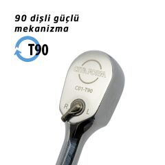 Ceta Form C01-T90 1/4'' Kapalı Tip Lokma Cırcır Kolu Metal Sap