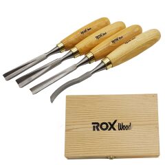 ROX Wood Ahşap Oyma Iskarpela Seti 4 Parça Ahşap Kutulu