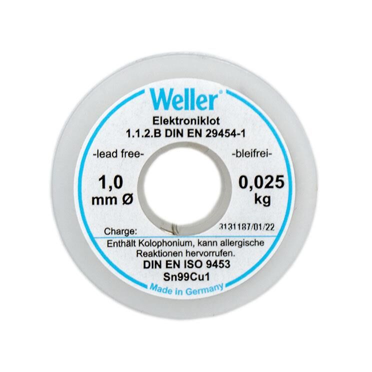 Weller EL99/1-25 Kurşunsuz Lehim Teli Sn99Cu1, 1mm, 25gr (T0054025099)