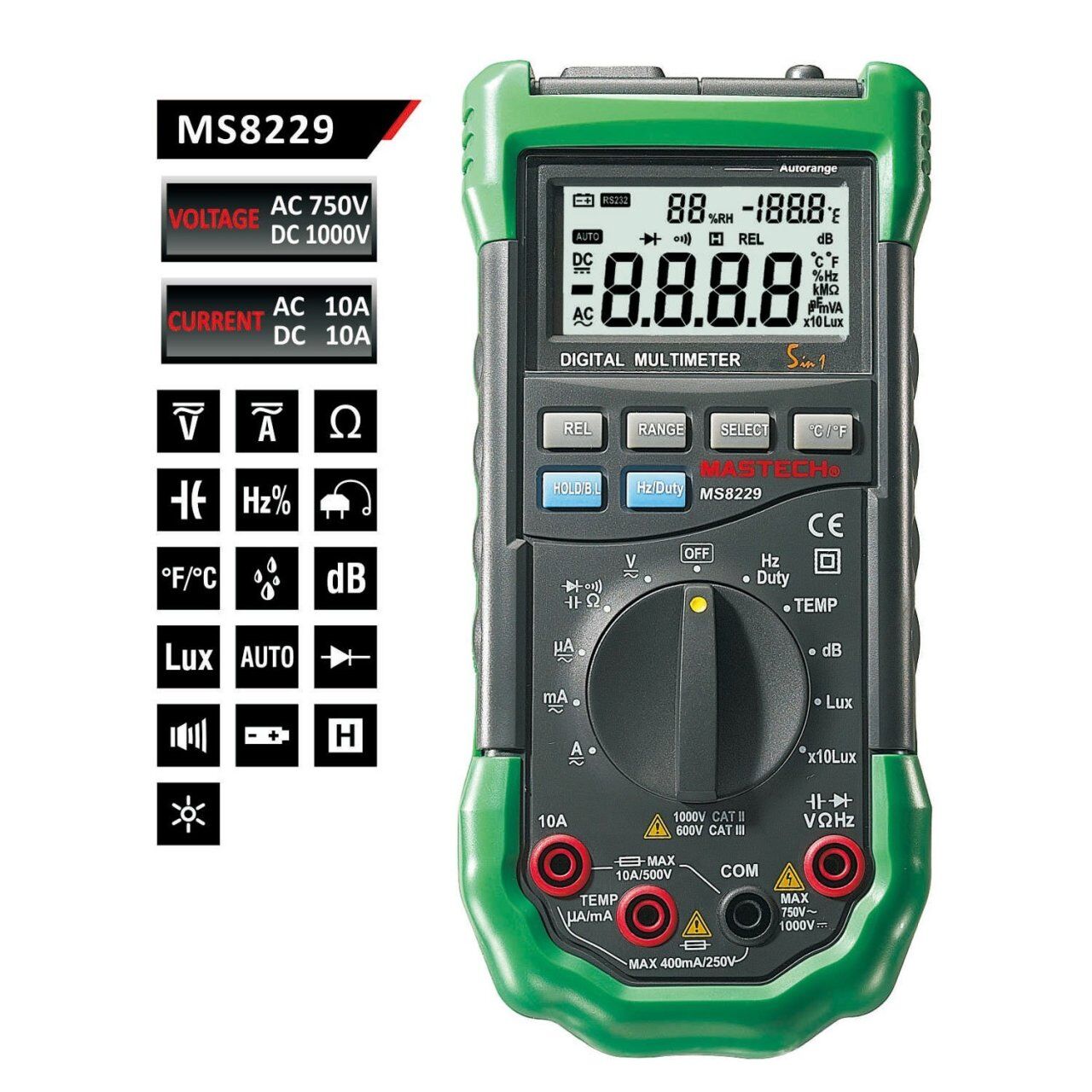 MASTECH MS8229 Multisensör Girişli Dijital Multimetre