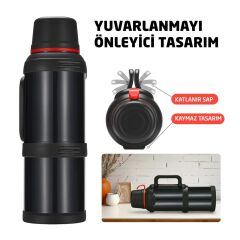 6271 Travel Pot Çelik Termos 4 Litre - Siyah