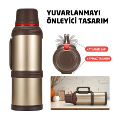 6272 Travel Pot Çelik Termos 4 Litre - Altın