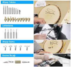 Rox Wood 0143 Pro Ahşap Yakma ve Hobi Seti 60 Watt - 46 Parça