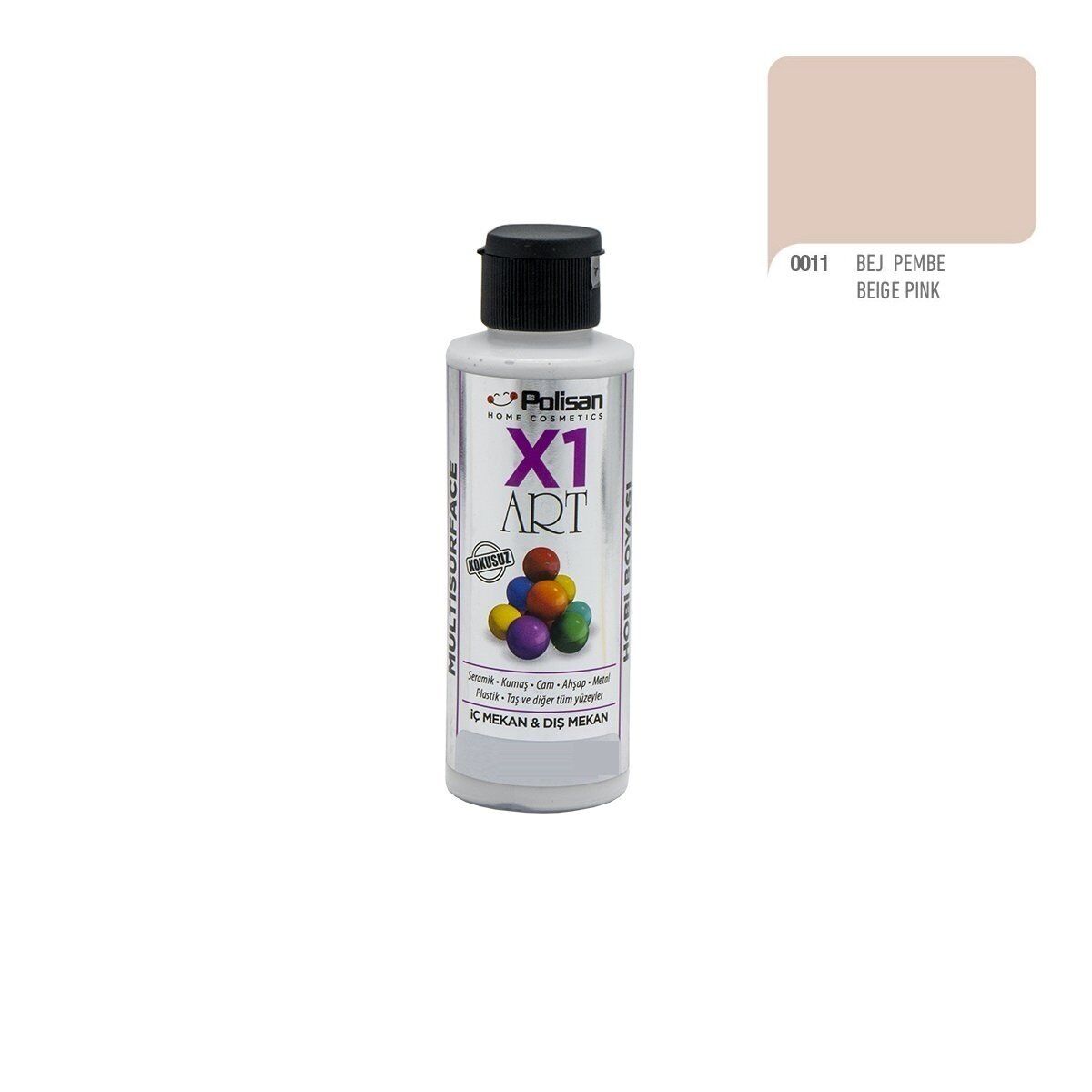 Polisan X1ART Multisurface Hobi Boyası 120ml - 0011 Bej Pembe