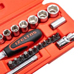 İzeltaş 1/4'' Altı Köşe Mini Lokma Anahtar ve Bits Set 27 Parça