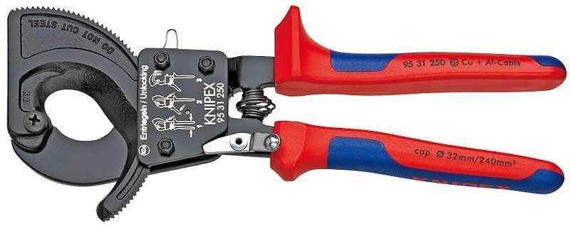 KNIPEX 9531250 Cırcırlı Kablo Kesme Makası 250 mm