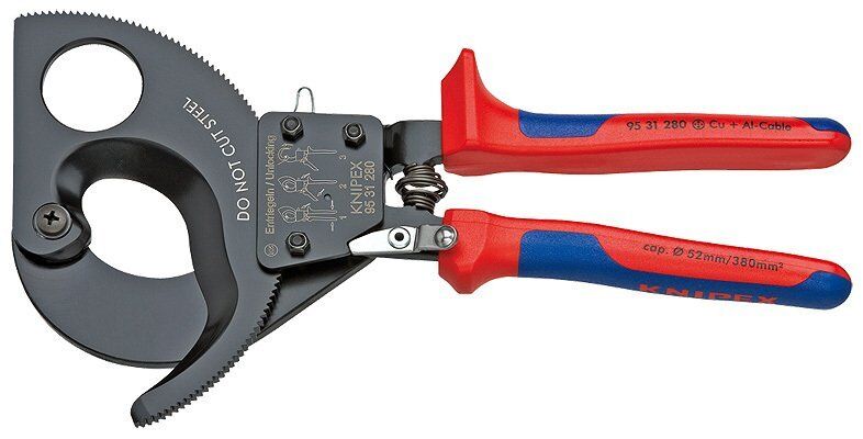 KNIPEX 95 31 280 Cırcır Mekanizmalı Kablo Makası 280 mm