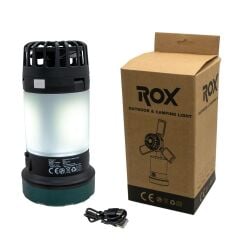 Rox 0218 Şarjlı Çok Fonksiyonlu Fanlı Outdoor Kamp Feneri 350 Lümen